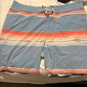 Men's Blue and Orange Swim Shorts